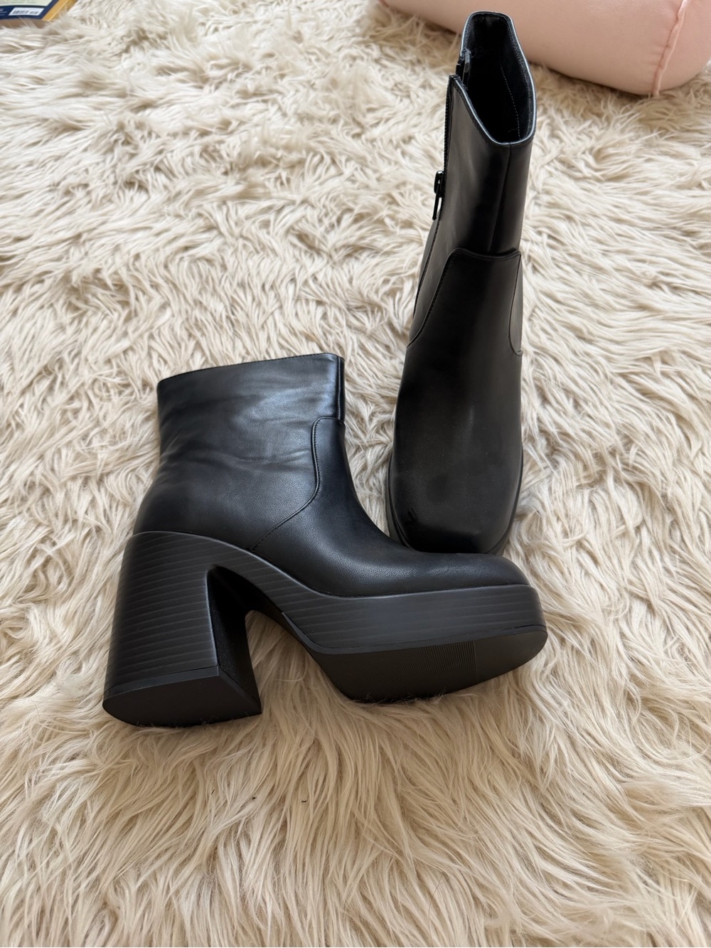 Madden Girl Black Platform Block Heel Ankle Boots